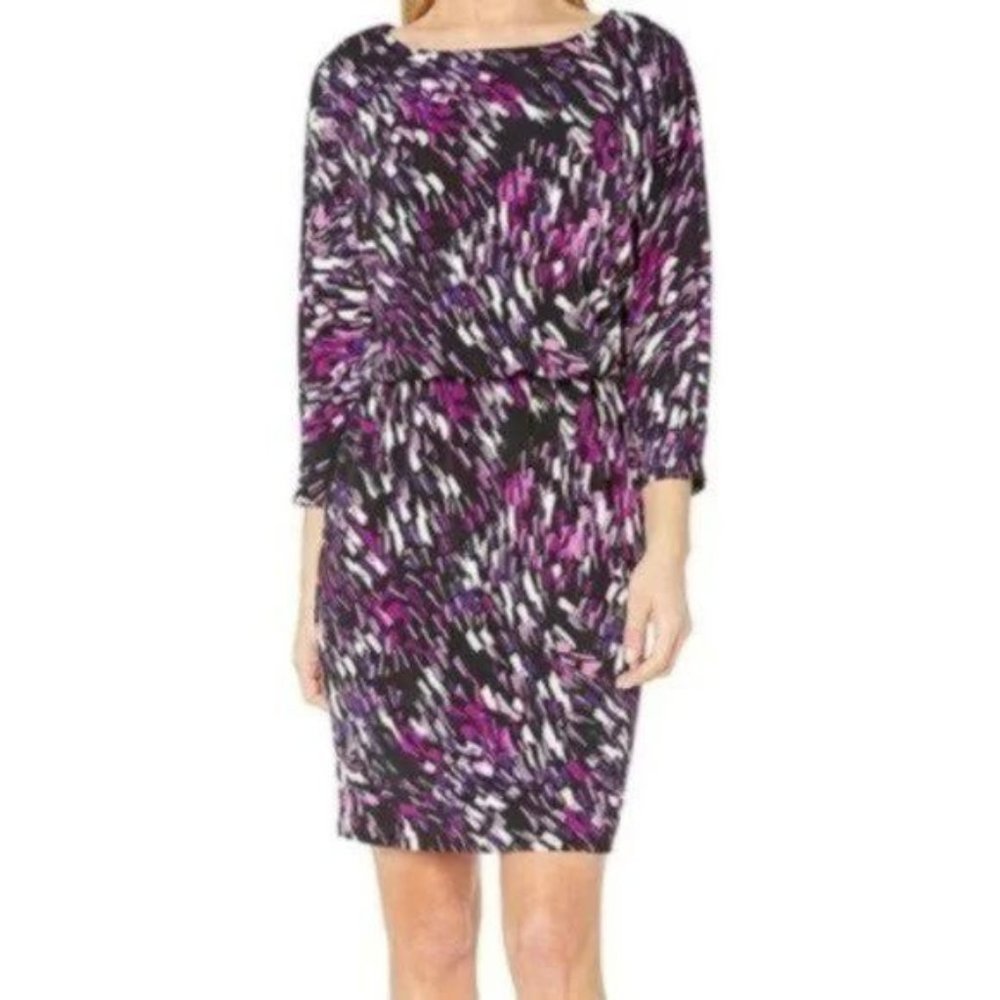Dress barn blue black colour patch print dress Size 4